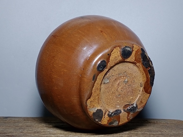 古玩陶瓷明代磁州窯紫金釉撇口瓶拍賣，當前價格288元