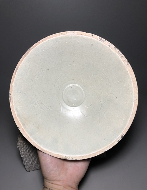 古玩陶瓷宋,景德鎮窯青白釉刻花斗笠碗拍賣,當前價格1600元