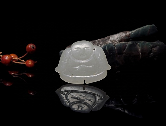 古玩玉器明清兩代結(jié)合和田玉雕“佛公”拍賣，當(dāng)前價格2000元