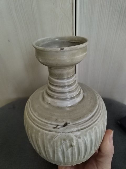 古玩陶瓷將樂窯剔花拿手樽拍賣，當前價格2998元