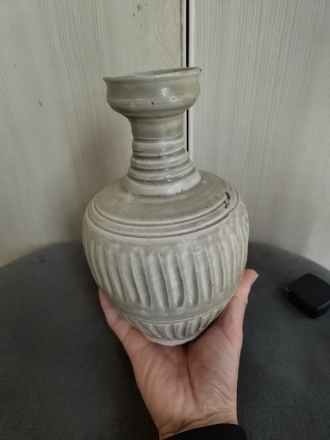 古玩陶瓷將樂窯剔花拿手樽拍賣，當前價格2998元
