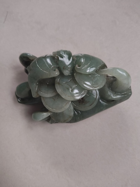 古玩玉器翡翠雕“福在眼前”擺件拍賣，當前價格1380元