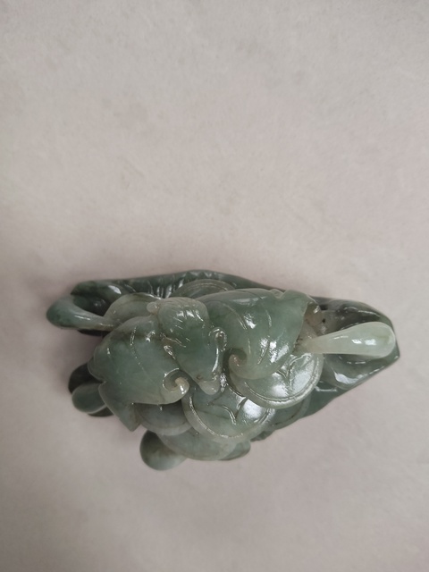 古玩玉器翡翠雕“福在眼前”擺件拍賣，當前價格1380元