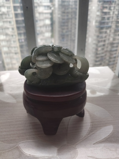 古玩玉器翡翠雕“福在眼前”擺件拍賣，當前價格1380元