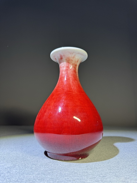 古玩陶瓷民國郎窯紅釉玉壺春瓶郎紅釉瓷器老瓷器古董拍賣,當前價格4800元