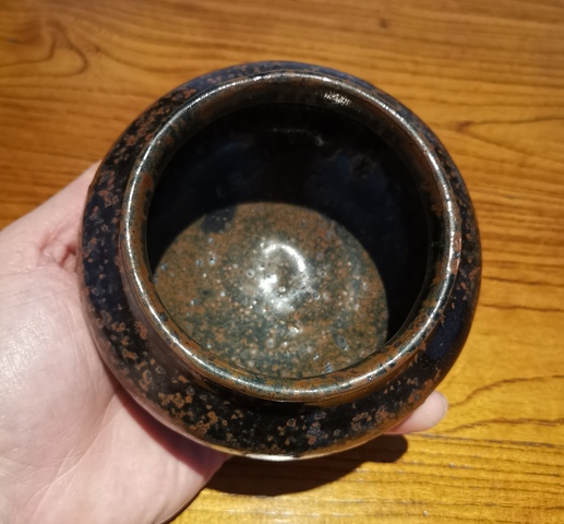 古玩陶瓷明黑釉鐵銹斑水盂拍賣,當前價格888元