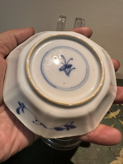 古玩陶瓷清康熙仕女花卉紋青花杯盤拍賣，當前價格3555元