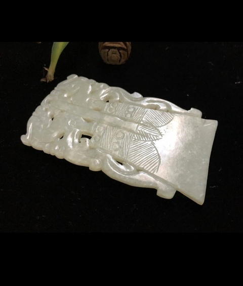 古玩玉器明代和田玉雕雙龍牌拍賣,當前價格15000元