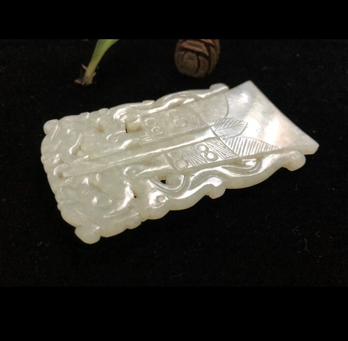 古玩玉器明代和田玉雕雙龍牌拍賣,當前價格15000元