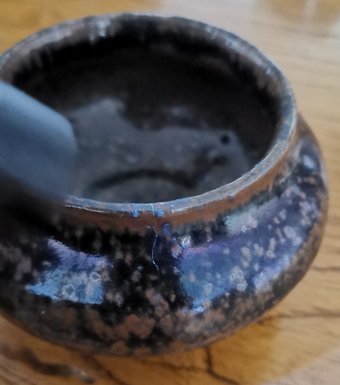 古玩陶瓷明黑釉鐵銹斑水盂拍賣,當前價格888元