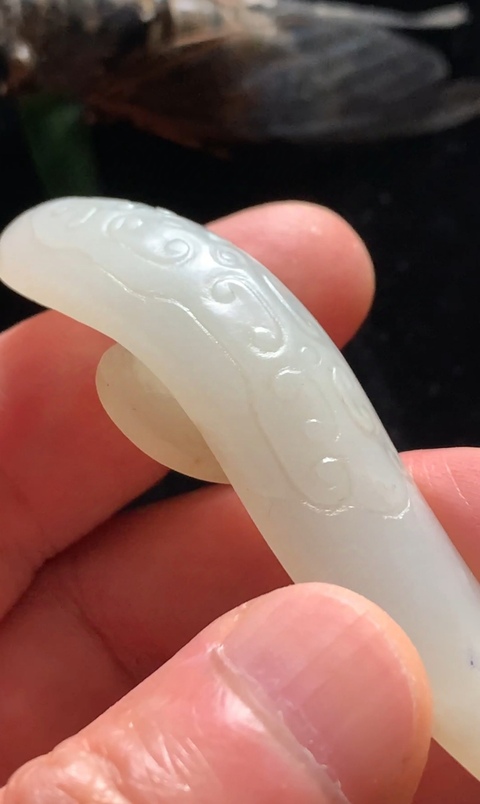 古玩玉器清代和田玉雕“龍首帶鉤”拍賣，當前價格25500元