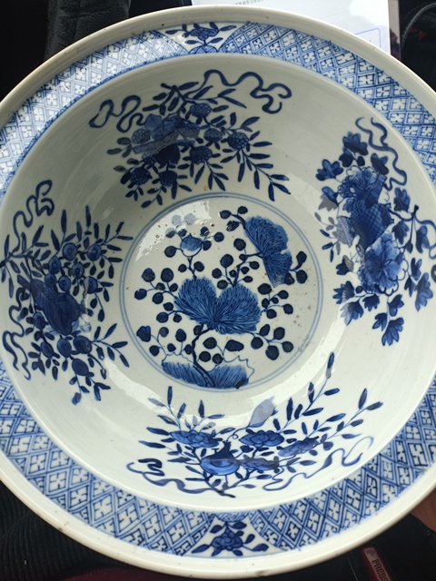 古玩陶瓷嘉道青花凈手盆拍賣，當前價格4500元