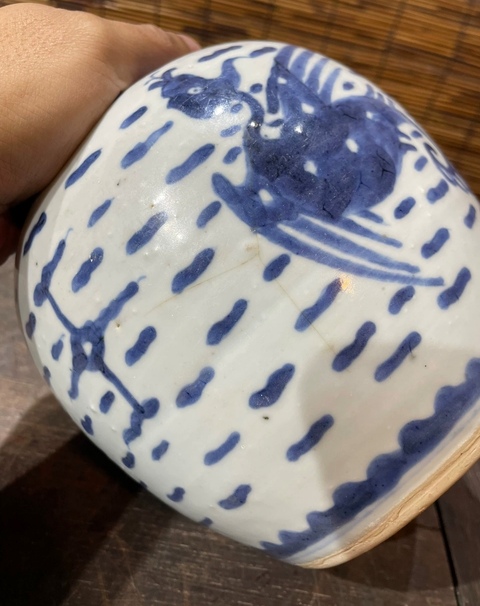 古玩陶瓷清中期青花鳳紋罐拍賣,當前價格1380元