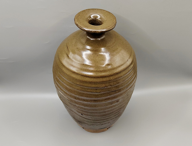 古玩陶瓷明代?茶葉沫釉弦紋梅瓶拍賣，當前價格3500元