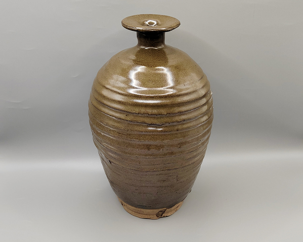 古玩陶瓷明代?茶葉沫釉弦紋梅瓶拍賣，當前價格3500元