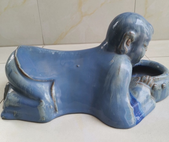 古玩陶瓷童子藍釉水盂拍賣,當前價格2600元