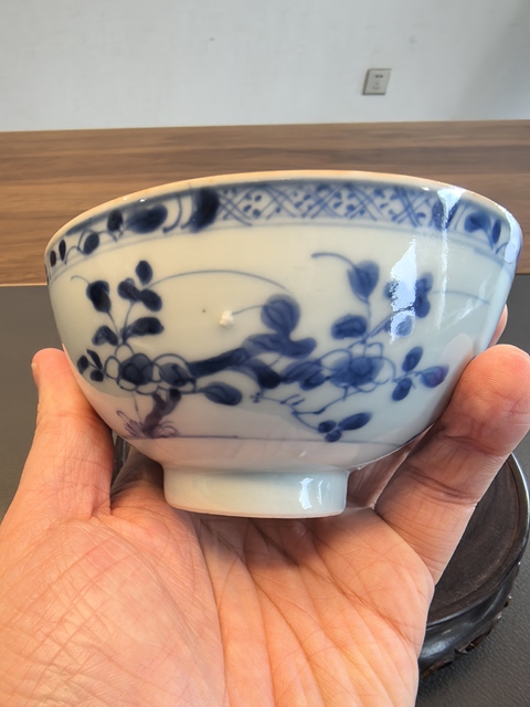 古玩陶瓷康熙青花花卉紋茶圓拍賣,當前價格1680元