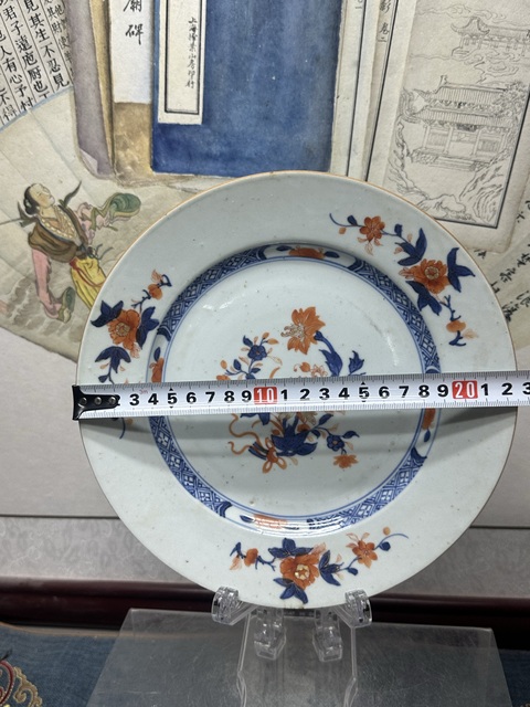 古玩陶瓷清康熙精品青花描金花卉盤拍賣，當前價格1260元