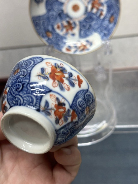 古玩陶瓷清康熙精品青花泛紅描金杯碟拍賣,當前價格2690元