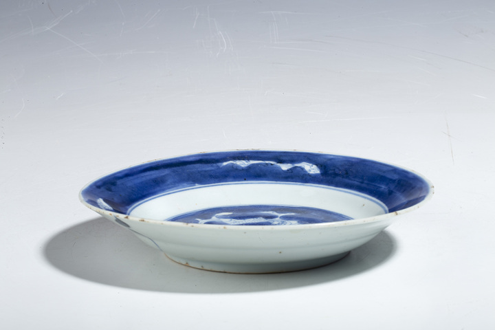 古玩陶瓷清康熙·灑藍開窗斗笠碗拍賣，當前價格500元