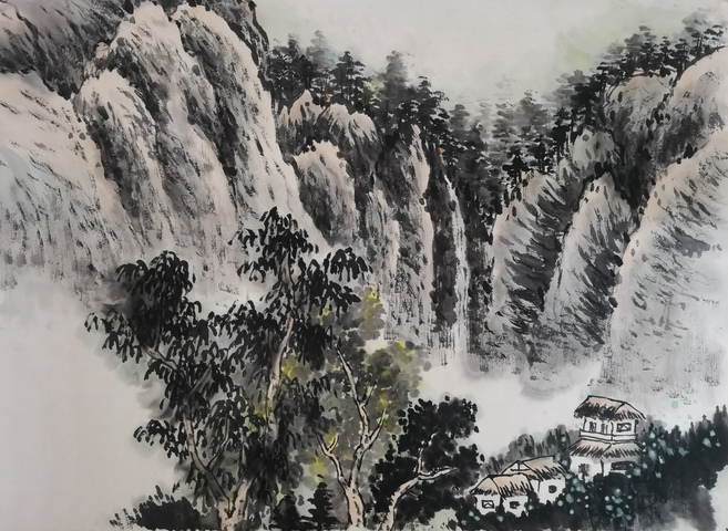 古玩字畫當代著名實力派山水畫家一級美術師王立全山水拍賣,當前價格699元