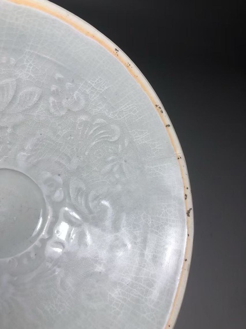 古玩陶瓷（南宋精品）青白釉荷花花卉紋斗笠碗拍賣，當前價格8888元