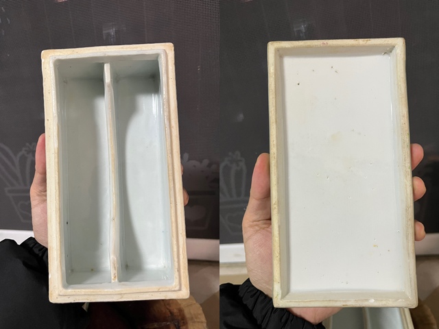 古玩陶瓷（保真卡）豆青釉廣彩花鳥紋蓋盒拍賣，當前價格3500元