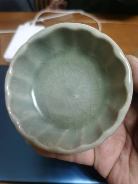 古玩陶瓷宋末元初·龍泉青釉蔗段洗拍賣，當前價格20000元