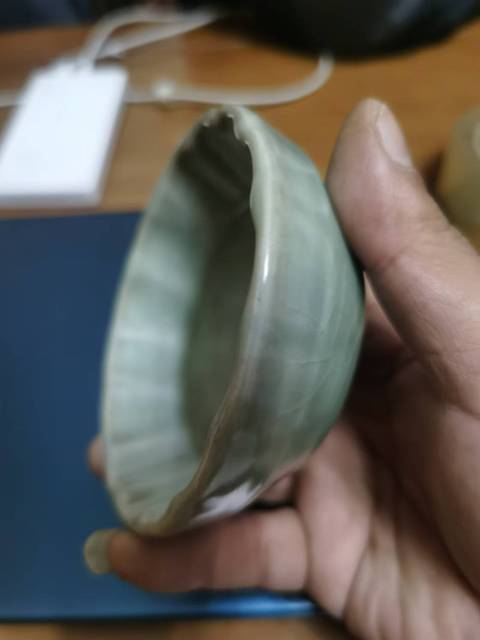 古玩陶瓷宋末元初·龍泉青釉蔗段洗拍賣，當前價格20000元