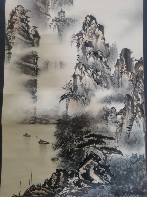 古玩字畫當代著名山水畫家萬金生山水拍賣,當前價格699元