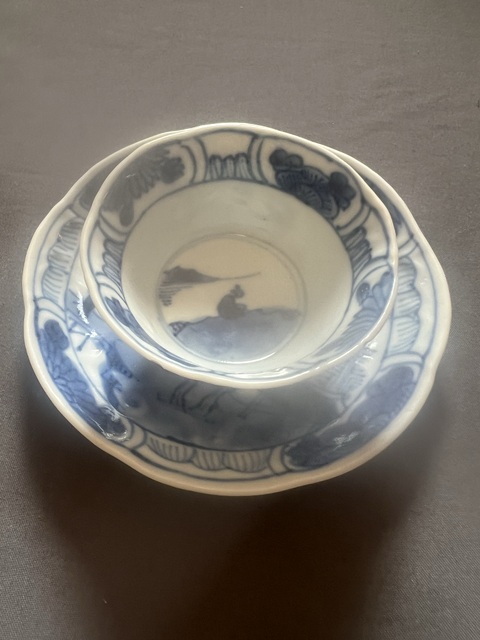古玩陶瓷青花海屋添籌圖杯碟拍賣，當前價格2888元