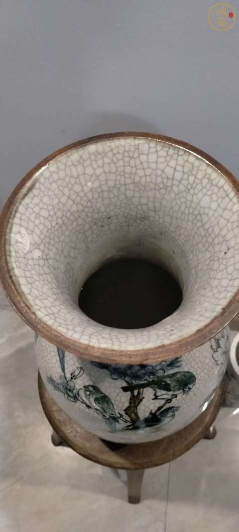 古玩陶瓷清中期哥釉釉下彩尊瓶拍賣,當前價格11800元