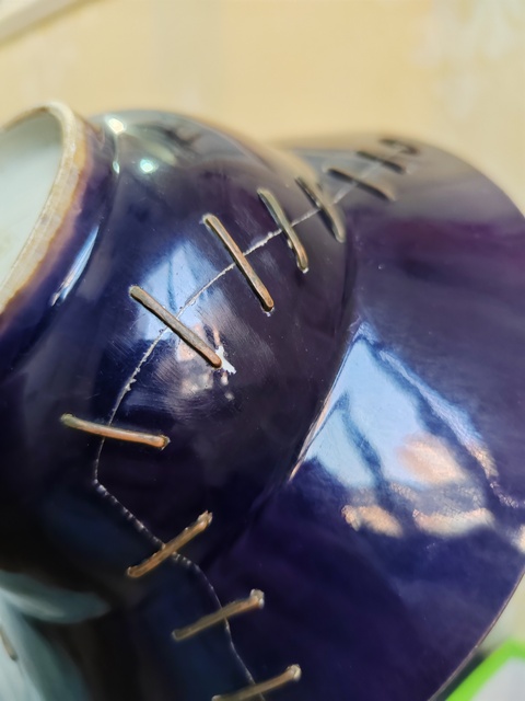 古玩陶瓷清康熙·茄皮紫釉折腰碗拍賣,當前價格5000元