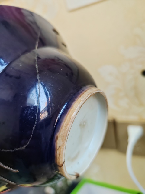 古玩陶瓷清康熙·茄皮紫釉折腰碗拍賣,當前價格5000元