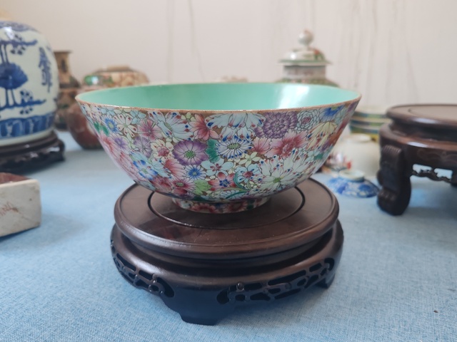 古玩陶瓷民國時期粉彩百花紋大碗拍賣，當前價格3280元