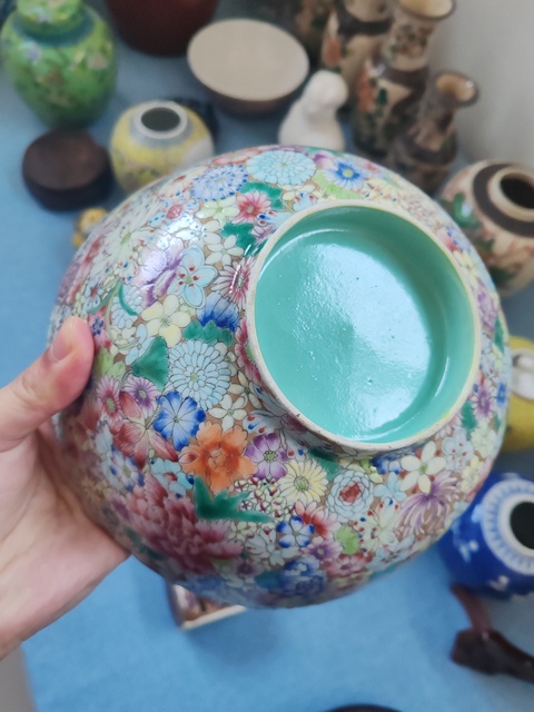 古玩陶瓷民國時期粉彩百花紋大碗拍賣，當前價格3280元