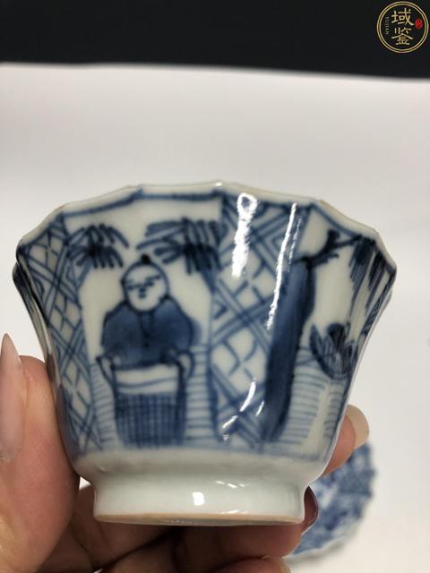 古玩陶瓷康熙青花漁家樂紋花口杯碟拍賣，當(dāng)前價格1500元