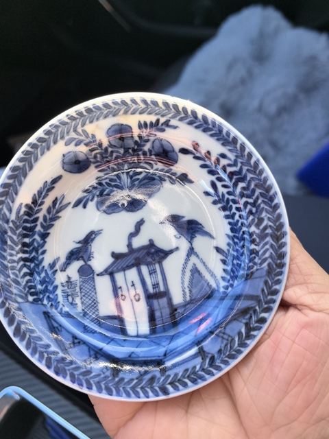 古玩陶瓷青花花鳥紋折沿盤拍賣，當前價格800元