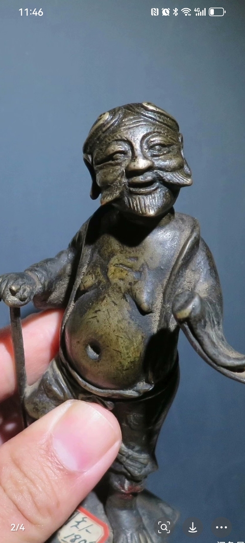 古玩銅器明代胡人獻寶造像拍賣,當前價格15800元