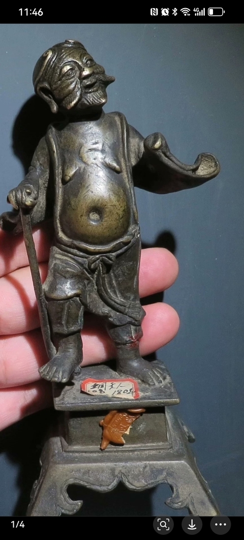 古玩銅器明代胡人獻寶造像拍賣,當前價格15800元