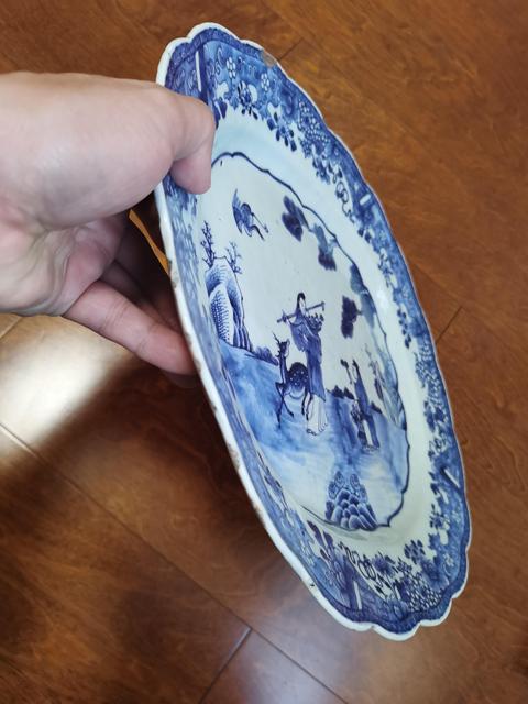 古玩陶瓷乾隆青花麻姑獻壽花口大盤拍賣,當前價格5280元