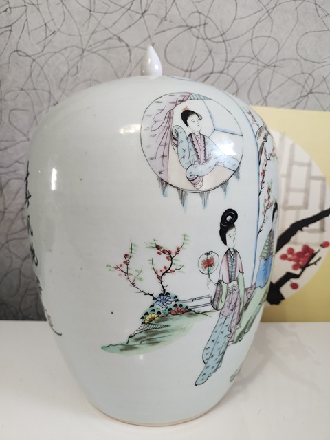 古玩陶瓷仕女紋冬瓜罐拍賣，當(dāng)前價(jià)格2500元