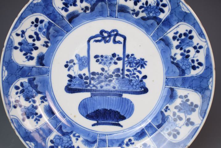 古玩陶瓷提籃花盤真品鑒賞圖