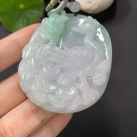 古玩玉器56天然翡翠雕刻孔雀紋飾佩 配證書拍賣,當前價格270元