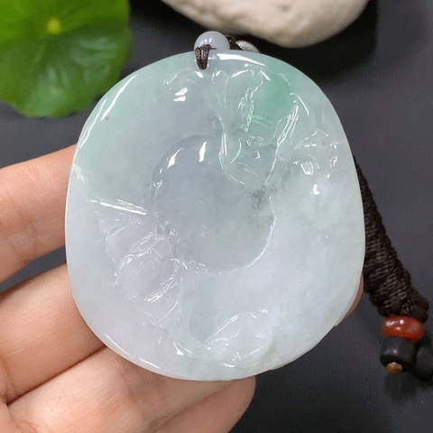 古玩玉器56天然翡翠雕刻孔雀紋飾佩 配證書拍賣,當前價格270元
