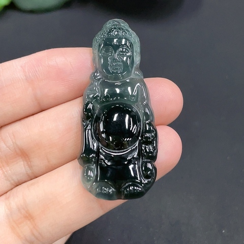 古玩玉器57天然翡翠雕刻觀音掛墜（正冰種） 配證書拍賣，當(dāng)前價(jià)格298元