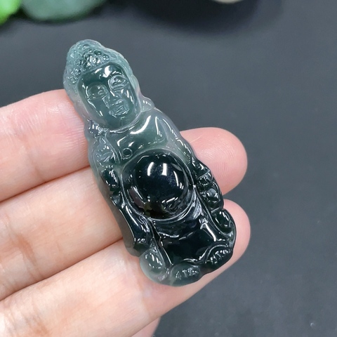 古玩玉器57天然翡翠雕刻觀音掛墜（正冰種） 配證書拍賣，當(dāng)前價(jià)格298元