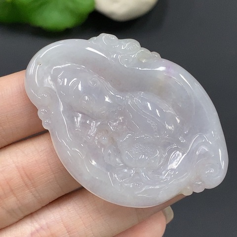 古玩玉器58天然翡翠雕刻觀音掛墜  配證書拍賣，當前價格298元