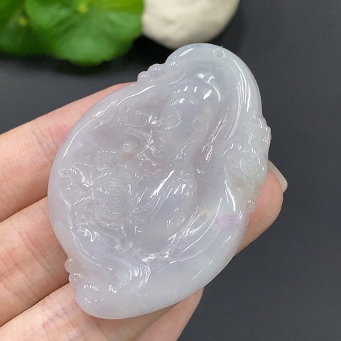 古玩玉器58天然翡翠雕刻觀音掛墜  配證書拍賣，當前價格298元