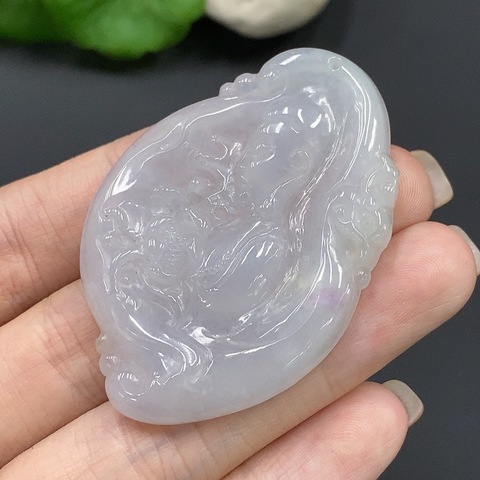 古玩玉器58天然翡翠雕刻觀音掛墜  配證書拍賣，當前價格298元